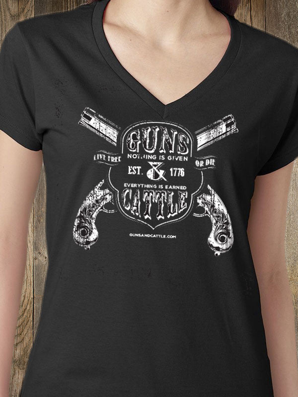 Women's V-neck T-shirt - G&C SHIELD